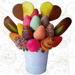 Arreglo frutal en balde metálico con 20 fresas