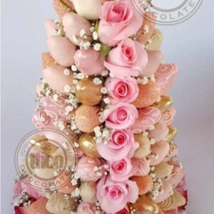 Arbol de fresas con chocolate colores pastel