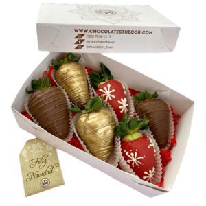 Caja con 6 fresas con chocolate navidad