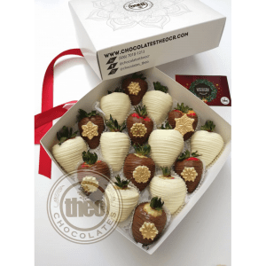 Caja 16 fresas Navideñas Copos de Nieve