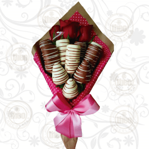 Ramo de marshmallows y fresas con chocolate