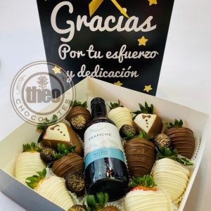 Caja "Gracias por tu esfuerzo y dedicación" con vino