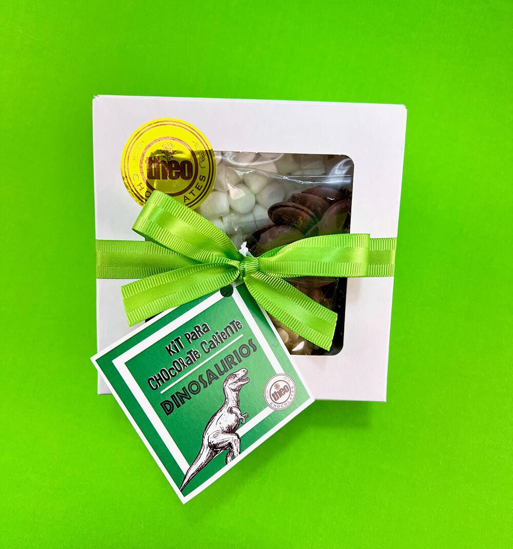 Kit para hacer Chocolate Caliente dinosaurios caja cerrada
