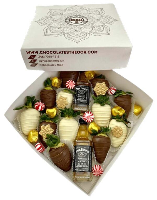 Caja Fresas con chocolate y Jack Daniels