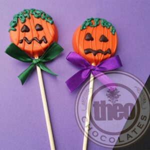 Paletas de chocolate calabaza halloween