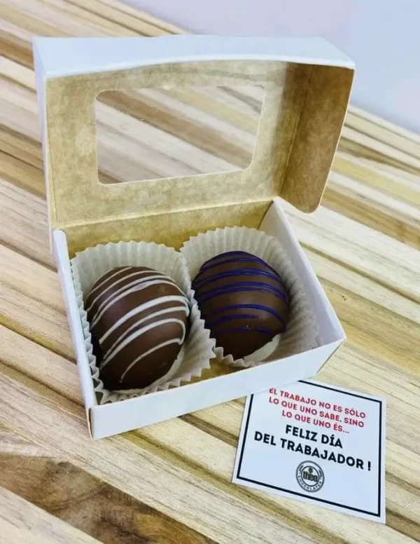 Caja con 2 Bombones de Chocolate Día del Trabajador